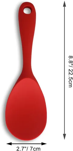 Vista 4 de Vonty Cuchara de silicona antiadherente resistente al calor para paletas de arroz de 8.8 pulgadas, color rojo