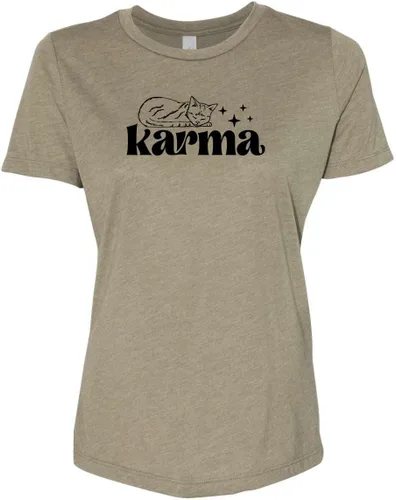 Vista 25 de Cute Women's Screen Printed Crew Neck Tee, Shirts With Sayings, Dusty Blue or Olive