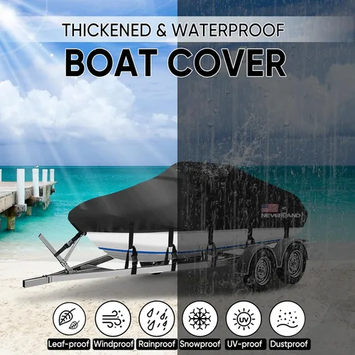 Vista 5 de Cubierta para barco 17-19 pies Fundas impermeables para barco Compatibles con bass, V-Hull y Tri-Hull, pesca y esquí, Runabout Bowrider, 17' 18' 19