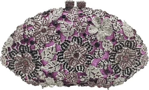 Vista 10 de Boutique De FGG Bolso de noche de flores de embrague de cristal de lujo para mujer, bolso de boda nupcial, bolso