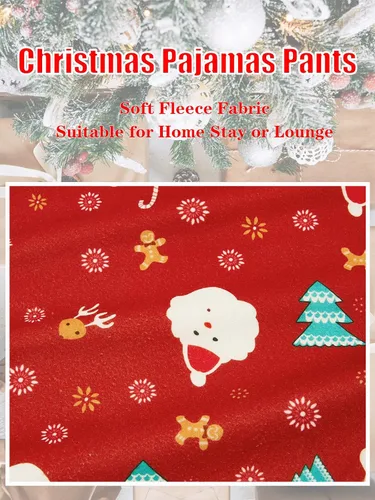 Vista 4 de Runcati Pantalones de pijama de Navidad para hombre, pantalones de forro polar, pantalones de descanso para fiestas de vacaciones