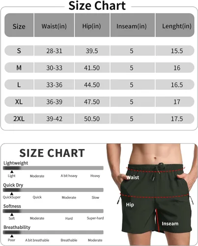 Vista 7 de Men's 5" Linerless Workout Shorts Lightweight Quick Dry Gym Running Sports Athletic Shorts with Zip Pockets
