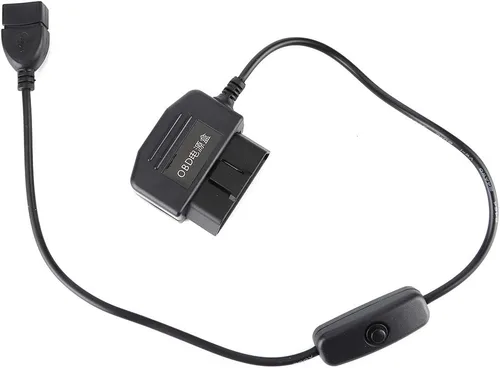 Vista 3 de Ejoyous Cable de alimentación OBD2, cable de alimentación USB Cable de carga 16Pin OBD2 Conector universal para coche GPS DVR Cámara