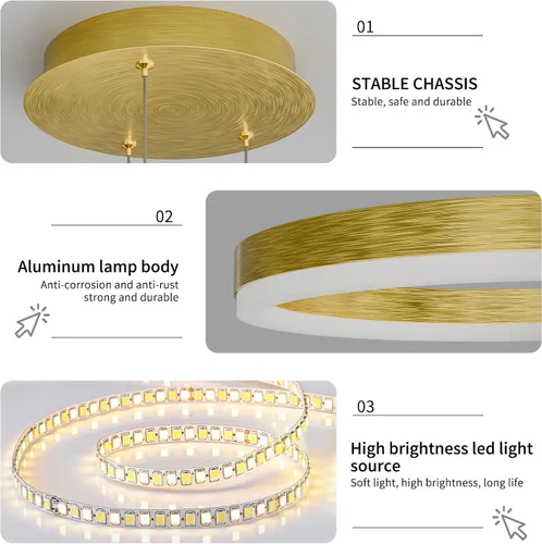 Vista 5 de Mikeru Lámpara LED moderna, lámpara colgante de techo con control remoto de 3000 a 6500 K, luz de temperatura de color ajustable para sala de estar