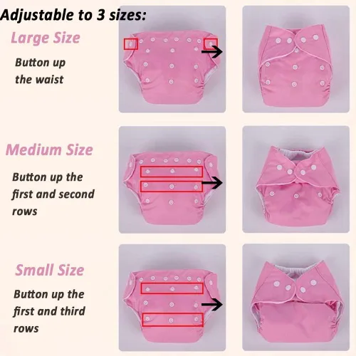 Vista 5 de Pañales de tela reutilizables lavables para bebés, 7 unidades, 7 piezas pañales