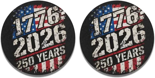 Vista 7 de AFPANQZ 250 Years Print Car Coasters for Cup Holders Absorbent Car Accessories 2.8" Car Cup Holder for Women 2 Pack