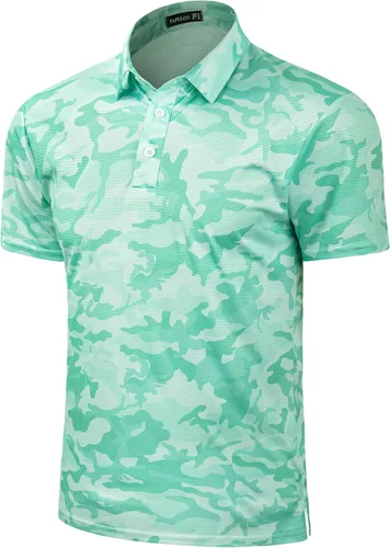 Vista 15 de TAPULCO Camisetas tipo polo de secado rápido para hombre, diseño de camuflaje, atléticas, ligeras, transpirables, casuales, para golf