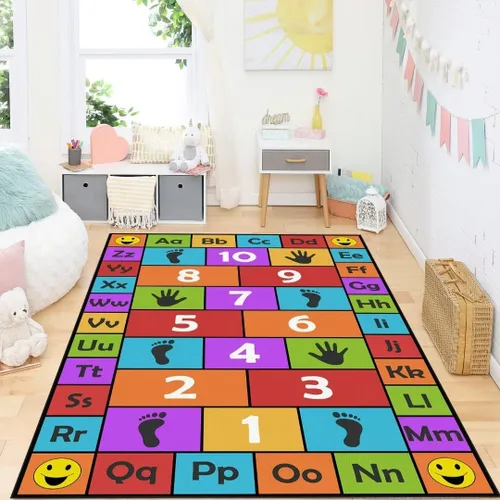 Vista 13 de Hopscotch - Alfombras de juego para niños, alfombra educativa del alfabeto ABC, sala de juegos, dormitorio, sala de estar, decoración de aprendizaje