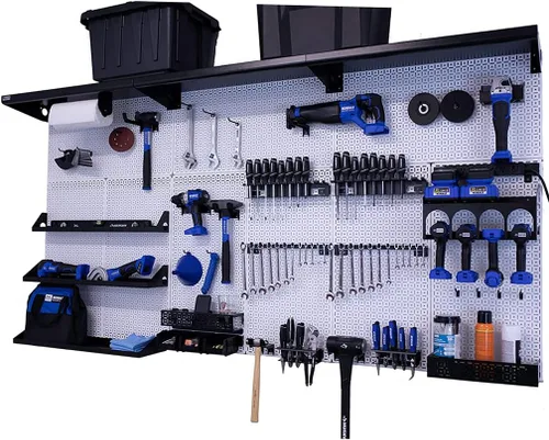 Vista 26 de OmniWall Weekend Warrior XL - Sistema de organización de pared de metal (negro/azul)