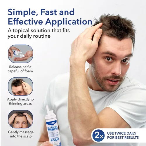 Vista 6 de Hair Regen Minoxidil Foam para hombres 5% - Tratamiento de crecimiento del cabello para hombres para él - Espuma tópica Minoxidil para hombres