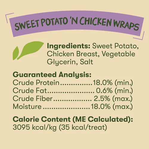 Vista 6 de Pet 'n Shape Sweet Potato Chews – Golosinas naturales de batata envuelta en pollo para perros - 42 onzas