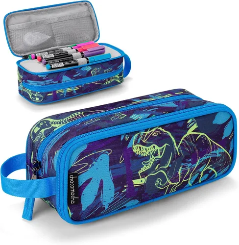 Vista 15 de Estuche para lápices Choco Mocha para niñas, gran estuche de lápices con cremallera suave para niñas con 2 compartimentos, estuche de lápices