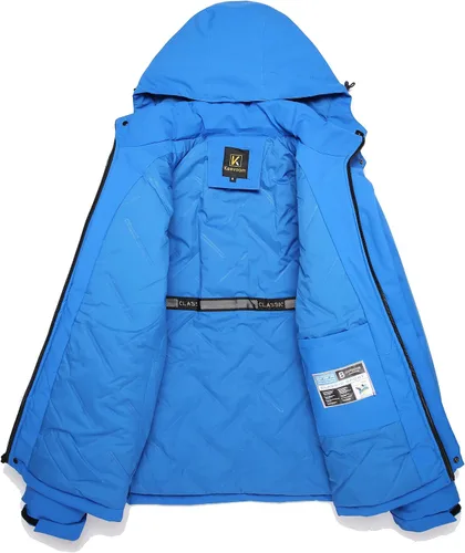 Vista 3 de Keevoom Abrigos de invierno para hombre, abrigo de nieve cálido, resistente al viento, impermeable, con capucha, snowboard, esquí, chaquetas