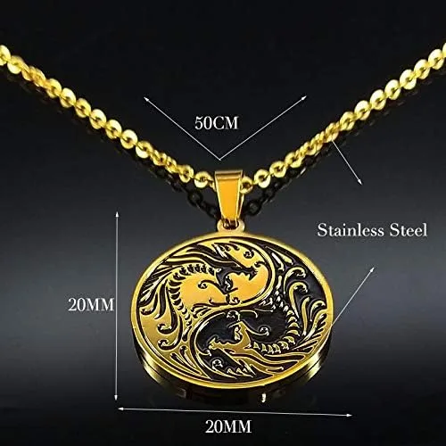 Vista 6 de 2024 Yin Yang Dragon Stainless Steel Necklaces for Women Gold Color Pendant Necklace Jewelry Bisuteria