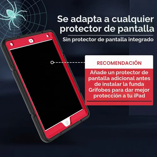 Vista 4 de Grifobes - Funda para iPad de 9.ª generación, para iPad de 8.ª/7.ª generación 2021/2020/2019, funda protectora resistente de 10.2" con soporte