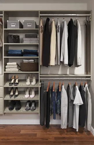 Vista 3 de Easy Track PH45-CG Kit de organizador de armario de madera de doble torre, gris desgastado