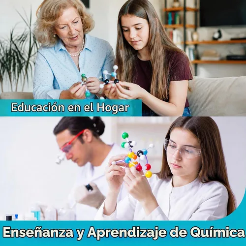 Vista 5 de Kit de modelo molecular, juego de 124 piezas de química molecular orgánica, kit de modelo de elementos atómicos para lecciones de química, kit