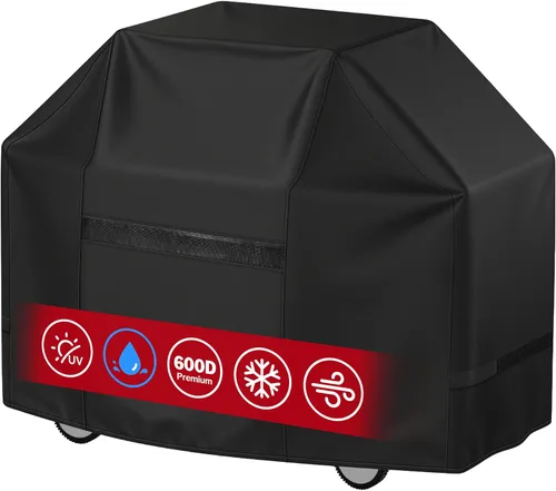 Vista 8 de iCOVER - Cubierta para parrilla de 140 cm, cubierta de barbacoa para parrillas al aire libre, cubierta de parrilla a gas resistente a los rayos UV