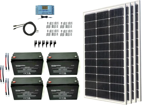 Vista 9 de WindyNation Kit de panel solar monocristalino de 400 vatios fuera de la red con controlador de carga LCD PWM + cable solar + conectores + soportes