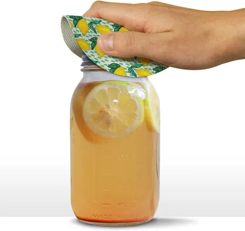 Vista 3 de Abridor de tapa con agarrador de tarro redondo de goma antideslizante con diseño de muchos limones