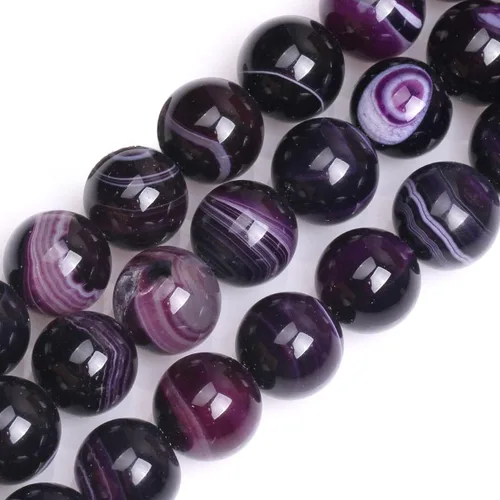 Vista 44 de GEM-Inside Cuentas Sueltas de Piedras Preciosas de Ágata Azul Bandeada Natural de 6mm Cuentas Redondas de Piedra de Energía para Hacer Joyas 15