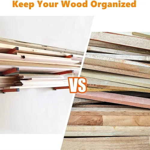 Vista 6 de WALMANN Bastidores de madera resistentes para montaje en pared, estante de almacenamiento de madera Soporte de madera para garaje, estante