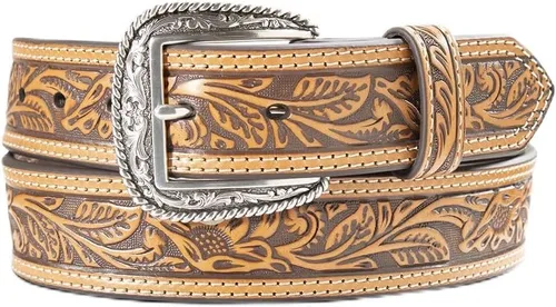 Vista 6 de ARIAT Cinturón de cuero floral repujado para hombre Marrón medio