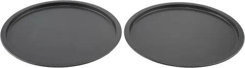 Vista 4 de GoodCook Conjunto de 2 bandejas para pizza personales antiadherentes de acero de 10", gris
