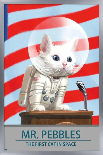 Vista 11 de Trends International Fallout 4 - Póster de pared de Mr. Pebbles - El primer gato en el espacio, 14.72 x 22.37 pulgadas, versión enmarcada de madera