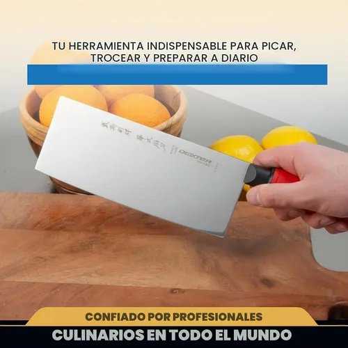 Vista 7 de Dexter -Russell - Cuchillo chino de chef de 8 x 3¼ pulgadas SG5888 Hoja de acero de alto carbono Mango ergonómico rojo SOFGRIP Resistente a