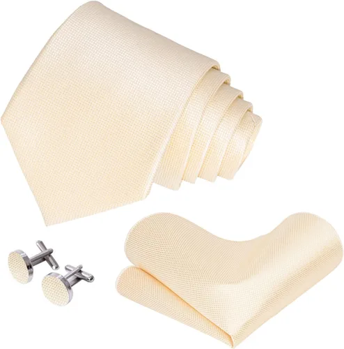 Vista 2 de Juego de gemelos cuadrados de bolsillo y corbata de seda para hombre