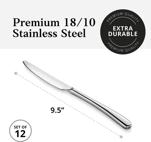 Vista 6 de Artaste Rain II - Cuchillo de cena forjado de acero inoxidable 18/10, juego de 12, 9.5 pulgadas