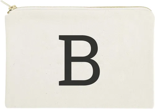 Vista 19 de The Cotton & Canvas Co. Bolso cosmético moderno personalizado del monograma y bolso del maquillaje del viaje, Negro, A