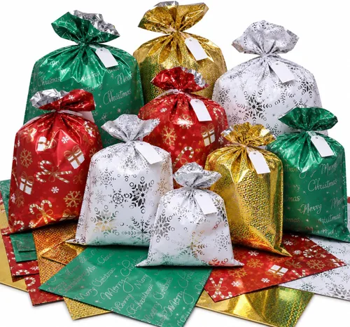Vista 8 de WesGen 16 bolsas de regalo de cumpleaños, 2 tamaños, 4 diseños, cinta
