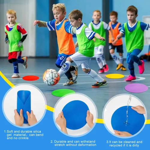 Vista 6 de Marcadores de puntos de 9 pulgadas, conos de campo plano, marcadores de agilidad de goma antideslizantes para fútbol, baloncesto, deportes