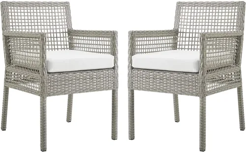 Vista 13 de Modway Aura Piece - Juego de mimbre para exteriores, gris gris
