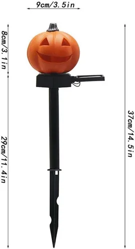 Vista 4 de Paquete de 2 luces LED con energía solar, paisaje, jardín, césped, Halloween, Jack-O-Lantern al aire libre