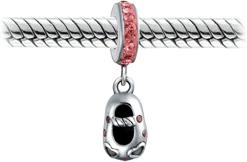 Vista 3 de Regalo para la nueva madre de cristal rosa corazón zapato cochecito carro caballo mecedora juguete pato colgante colgante abalorio para mujeres