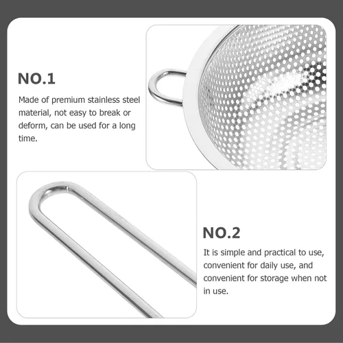 Vista 6 de Colador de malla fina de acero inoxidable, colador de metal con asa, cesta de drenaje, colador de arroz, colador de frutas, cesta de malla