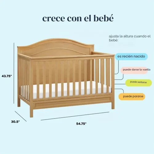 Vista 9 de DaVinci Charlie - Cuna convertible 4 en 1 en miel, certificado Greenguard Gold