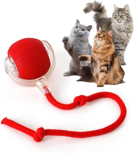 Vista 12 de Rocfish Juguetes interactivos para gatos de interior, bola de persecución automática inteligente para gatos (Naranja-N) Smart Automatic Cat Chase