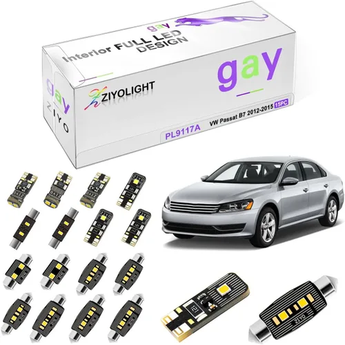 Vista 8 de Repuesto PL9122A para Volkswagen Passat B5 1999-2005 Kit de luces LED para interiores, 6000 K bombillas LED blancas de cúpula de accesorios