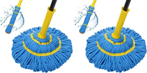Vista 17 de Trapeadores giratorios autoescurridizos para limpieza de suelos, fregona de microfibra con mango largo de 57 pulgadas, fregona fácil de escurrir