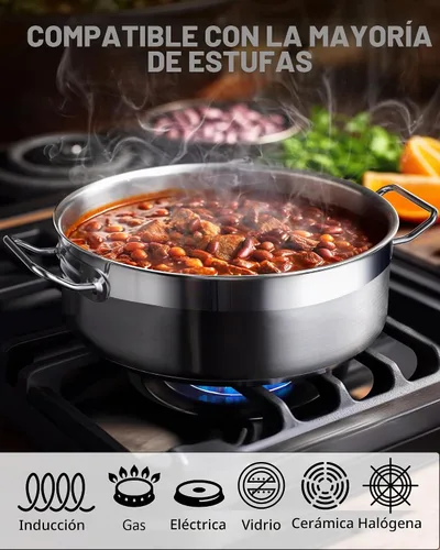 Vista 3 de Cooks Standard - Sartén profunda con tapa para saltear, de 4 cuartos de galón, profesional de acero inoxidable, sartén multiusos del chef