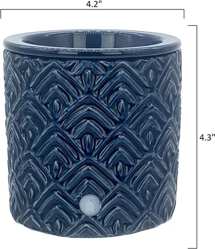Vista 6 de Calentador eléctrico de velas de cerámica Chevron azul con temporizador de seguridad Calentador de fragancia de enchufe automático para cera