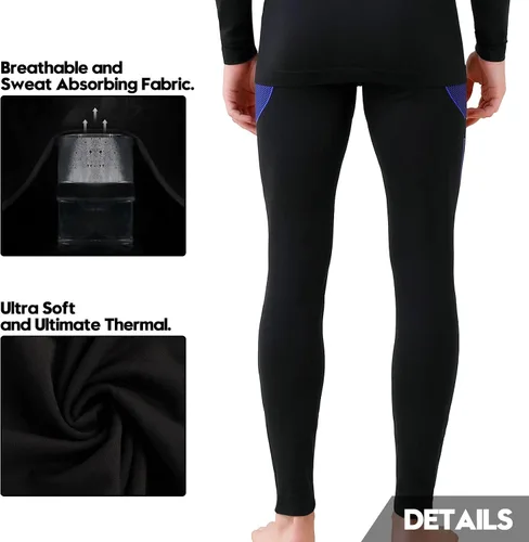 Vista 5 de JoofEric Conjunto de ropa interior térmica para hombre, forro polar, parte superior e inferior, ropa interior cálida y larga, trajes deportivos