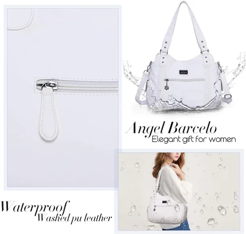 Vista 152 de Angel Barcelo - Bolsa de hombro amplia para mujer, diseño Hobo, cuero lavado