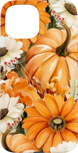 Vista 6 de Funda con temática de otoño para iPhone 16, diseño de calabaza, niña, mujer, diseño vintage de otoño