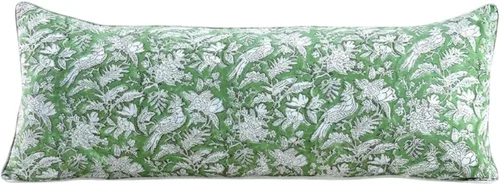 Vista 10 de CPC Funda de Cojín Verde Ágata 100% Algodón con Estampado en Bloque 12x20 pulgadas, Funda de Almohada Floral Boho Hecha a Mano, Ropa de Cama