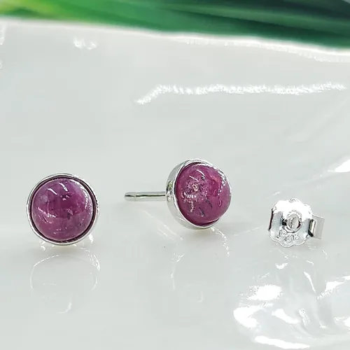 Vista 20 de Pendientes naturales de 0.236 in con chapado en oro blanco sobre plata de ley, bisel cabujón de piedras preciosas regalo de joyería para ella